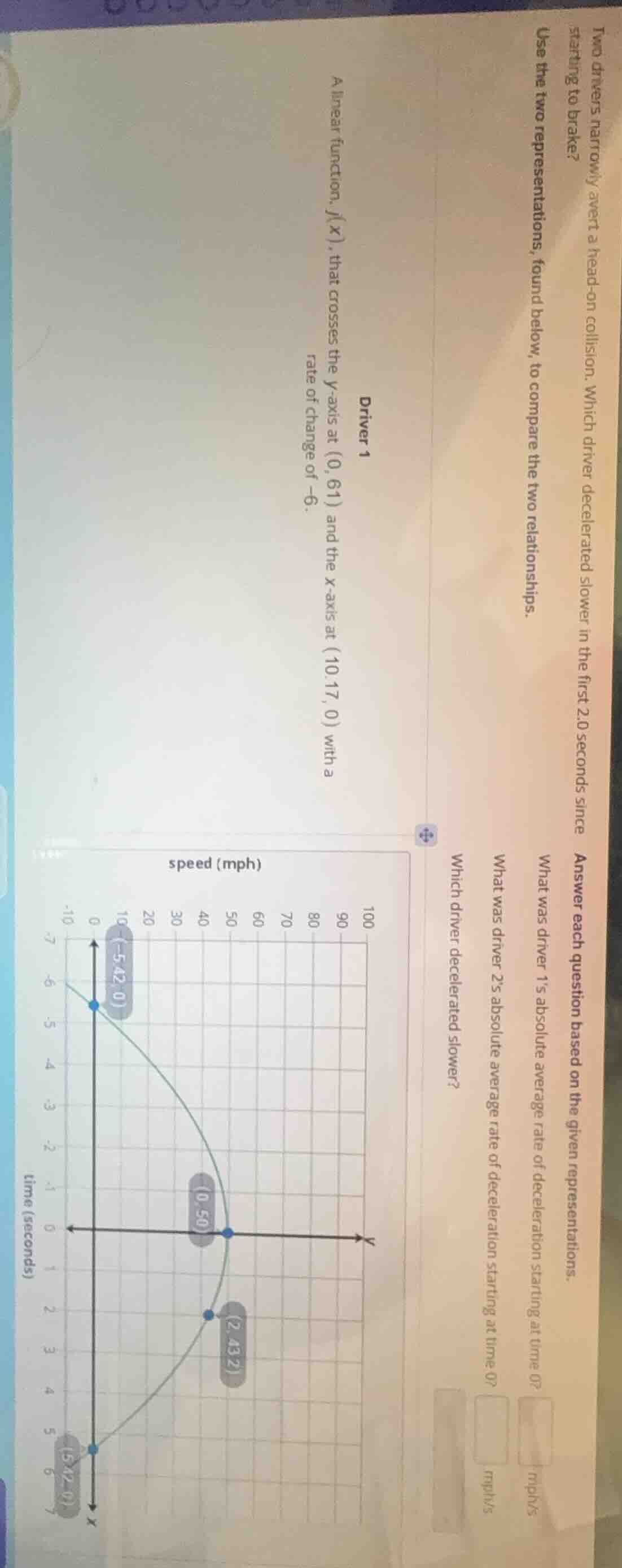 two drivers narrowly avert a head - on collision. which driver decelera…