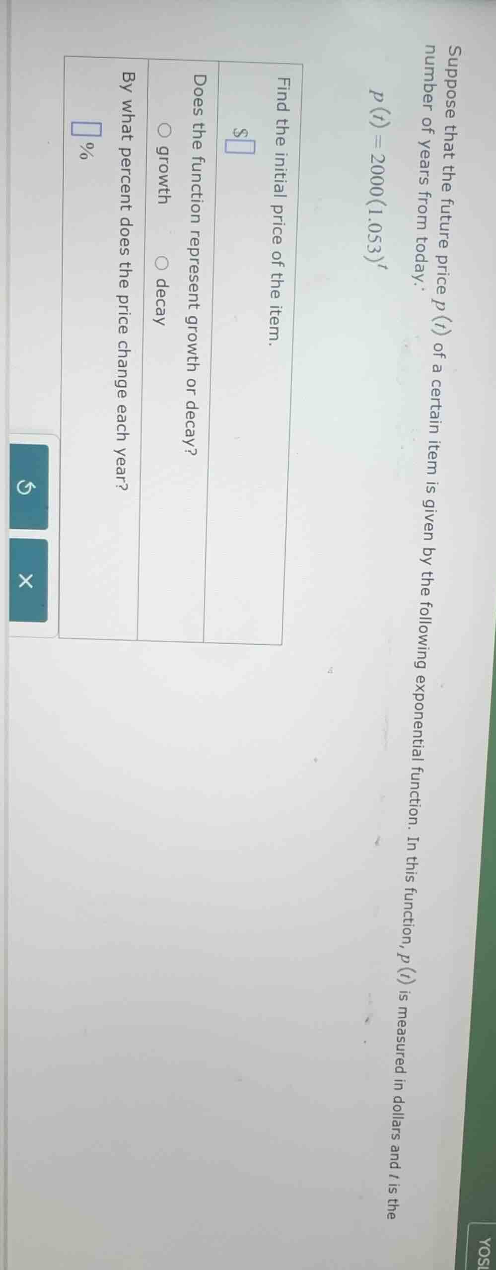 suppose that the future price $p(t)$ of a certain item is given by the …