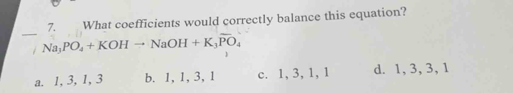 7. what coefficients would correctly balance this equation? \\( \\ce{na…