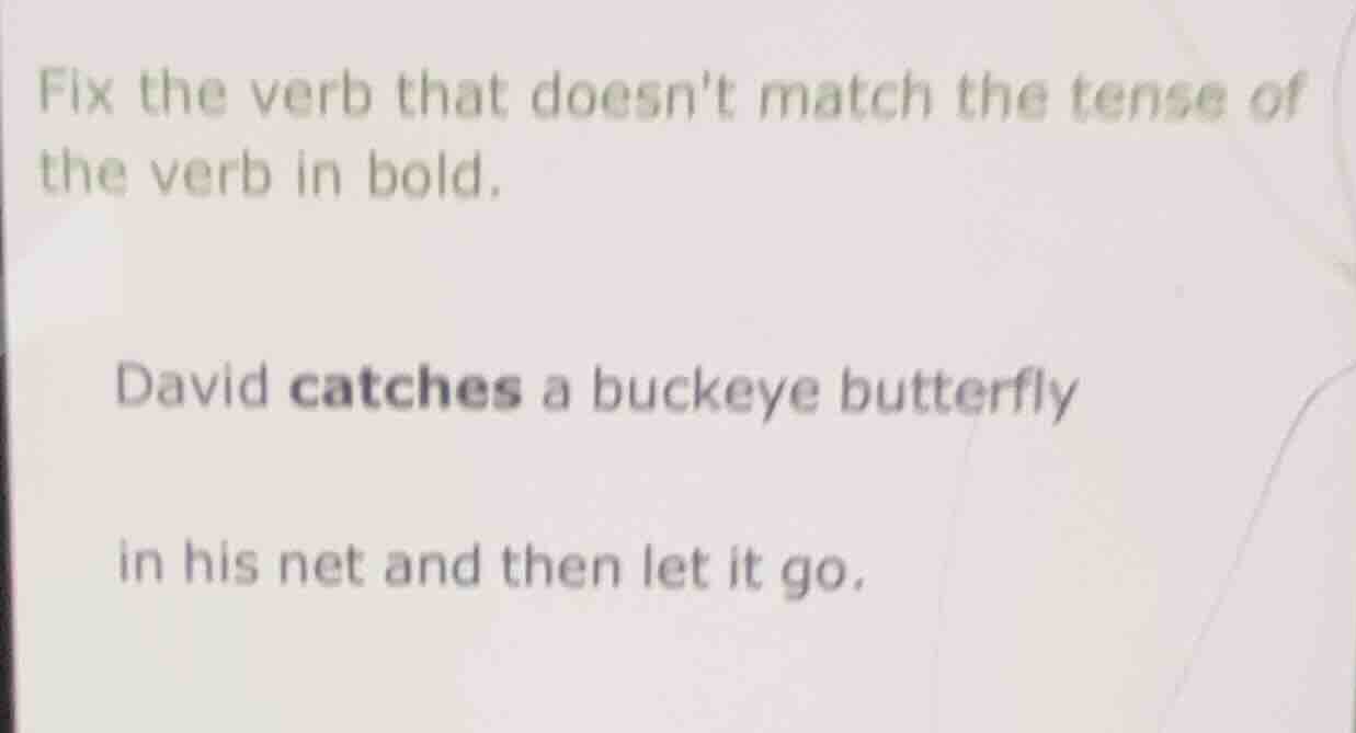fix the verb that doesnt match the tense of the verb in bold. david cat…