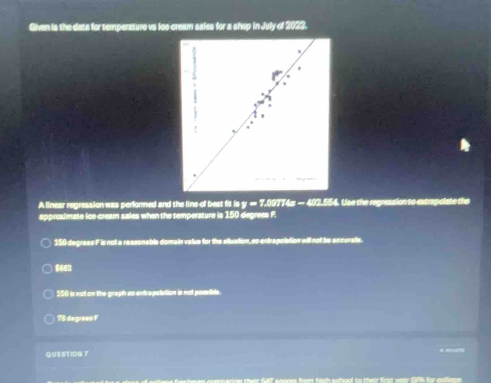 given is the data for temperature vs ice cream sales for a shop in july…