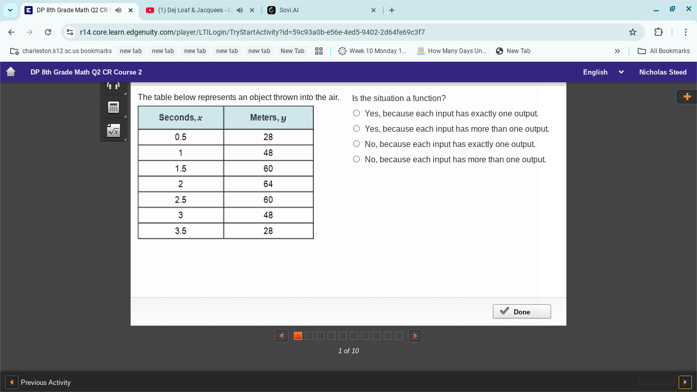 the table below represents an object thrown into the air. is the situat…