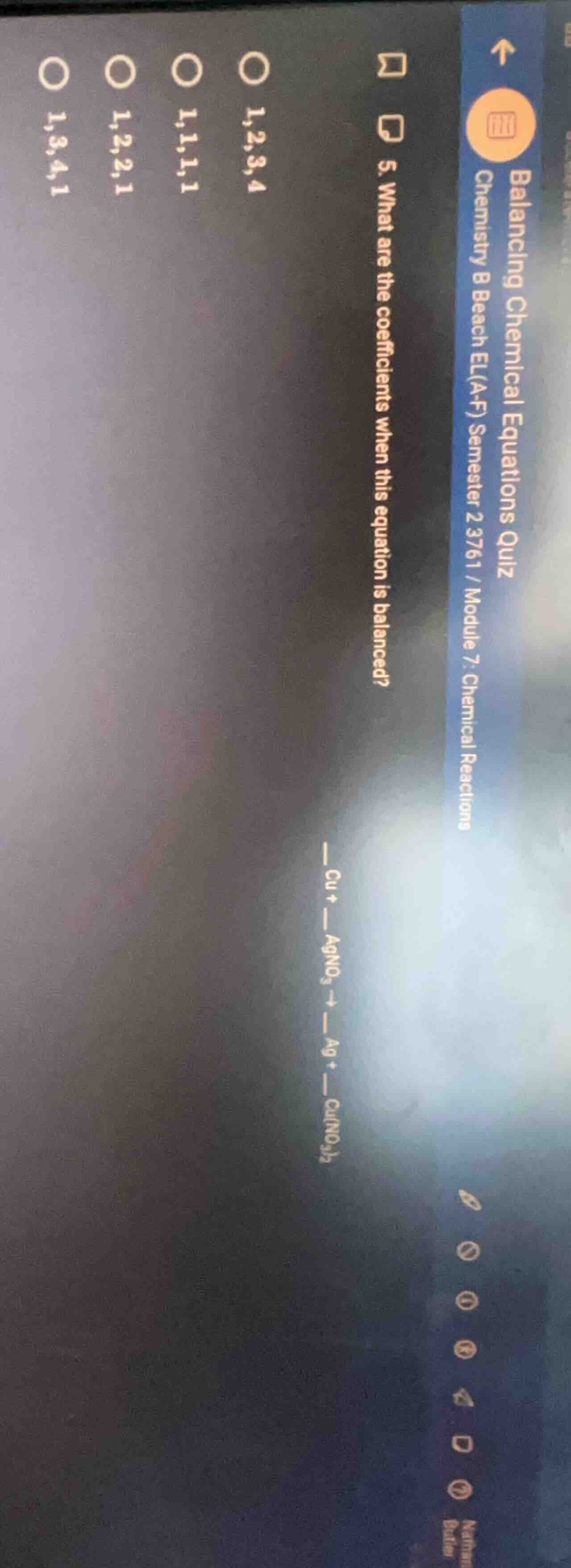 5. what are the coefficients when this equation is balanced? __ cu + __…