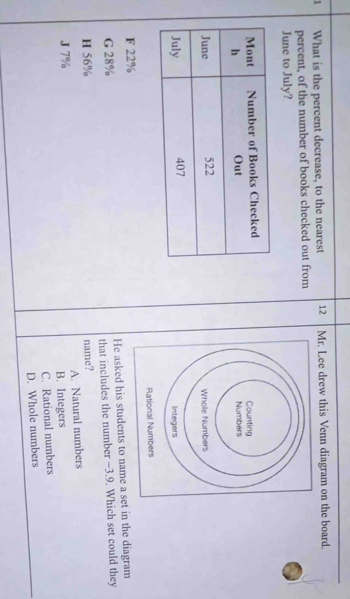 1 what is the percent decrease, to the nearest percent, of the number o…