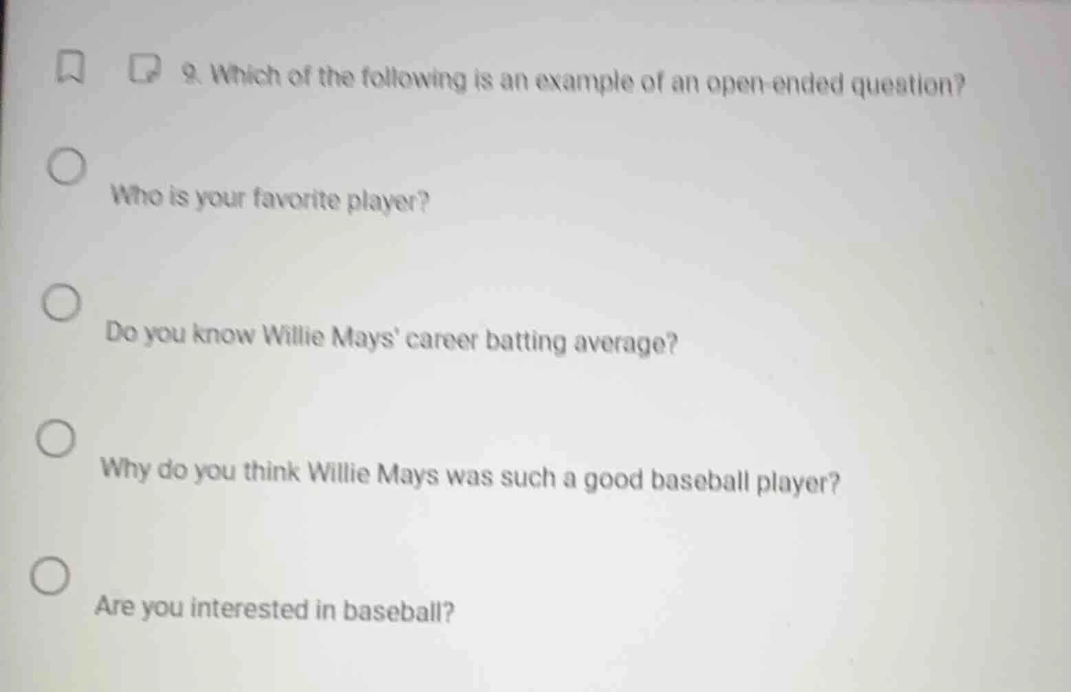 9. which of the following is an example of an open - ended question? wh…