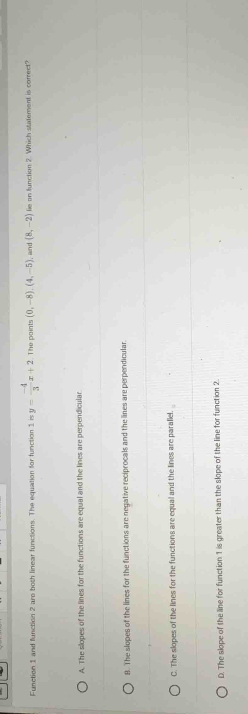 function 1 and function 2 are both linear functions. the equation for f…