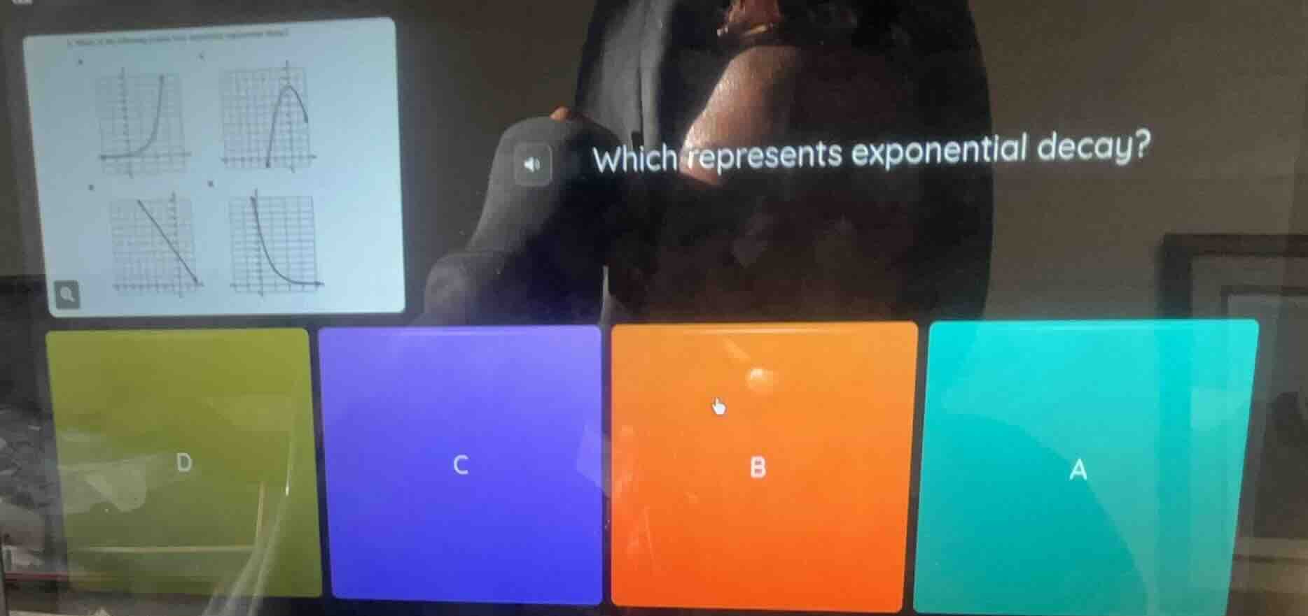 which represents exponential decay? options: a, b, c, d (with four grap…