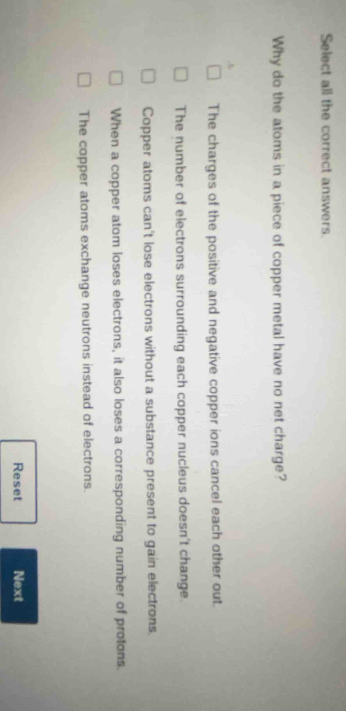 select all the correct answers. why do the atoms in a piece of copper m…