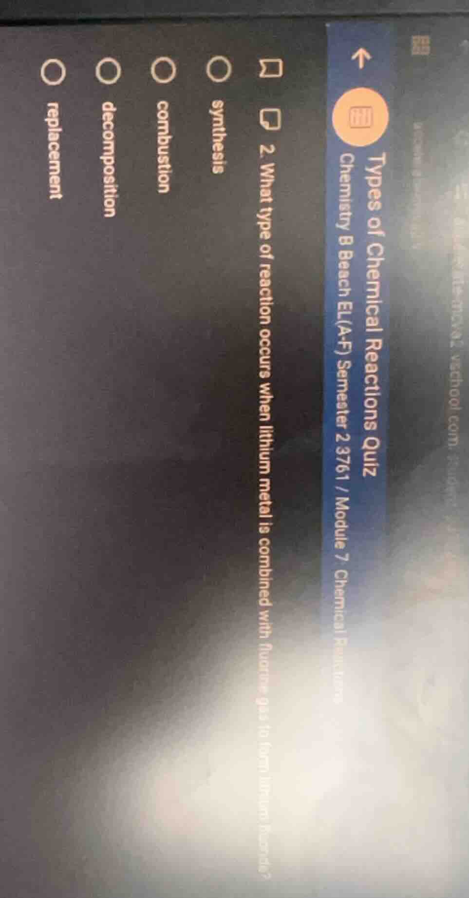 types of chemical reactions quiz chemistry b beach el(a-f) semester 2 3…