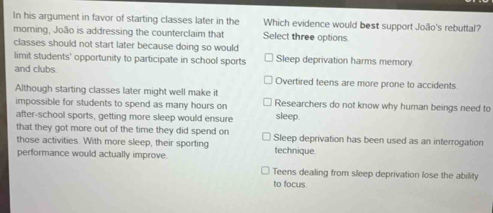 in his argument in favor of starting classes later in the morning, joão…