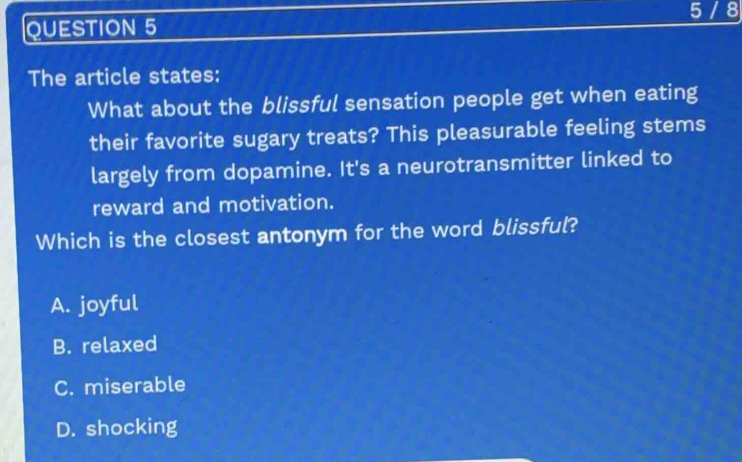 question 5 the article states: what about the blissful sensation people…