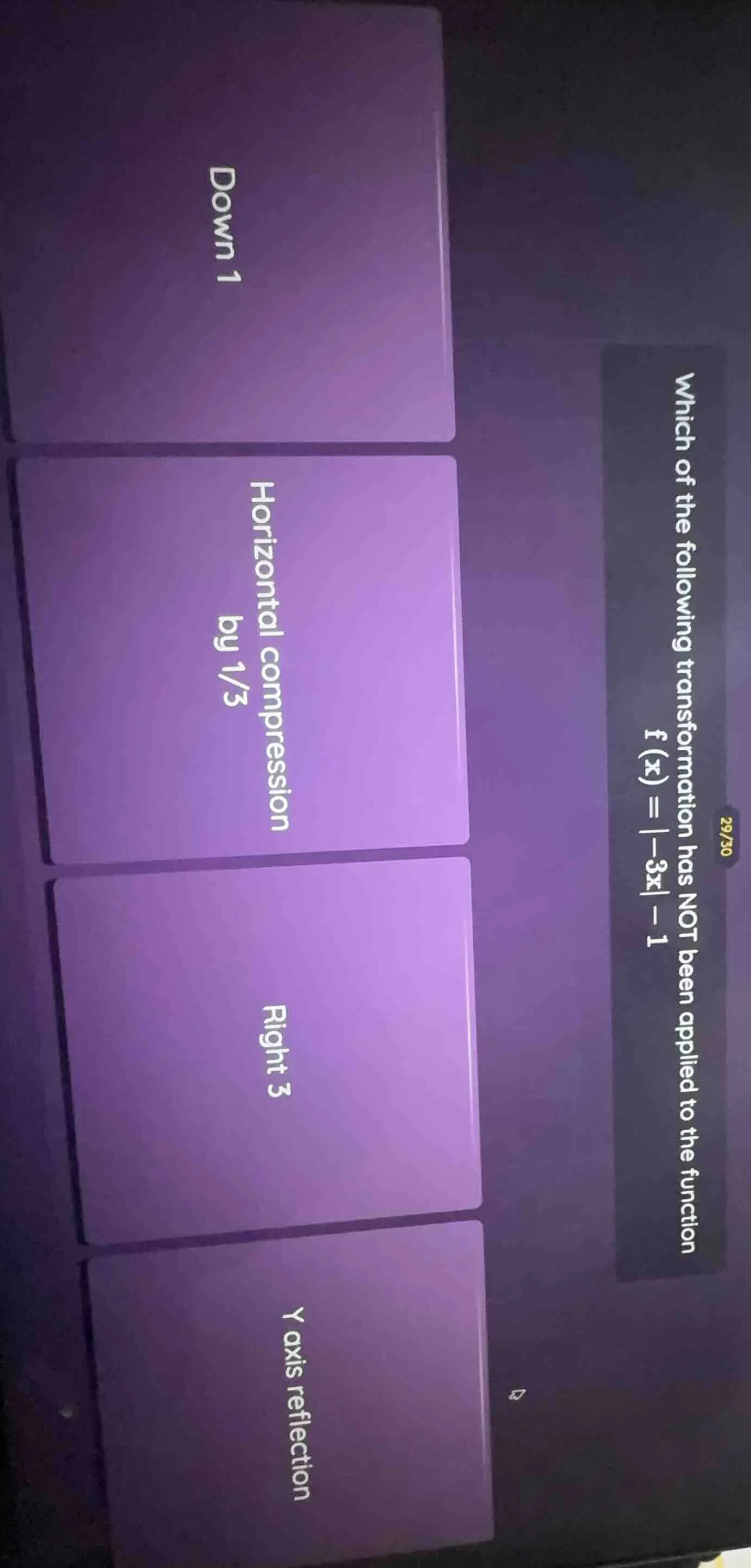 which of the following transformation has not been applied to the funct…