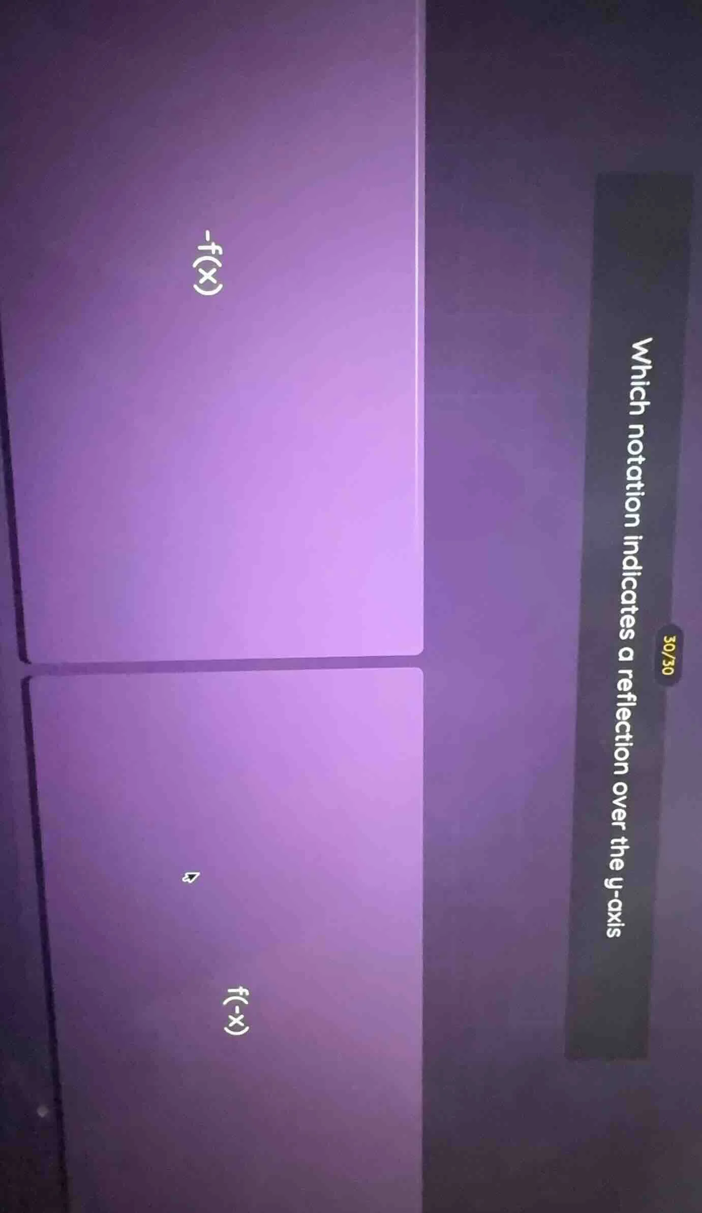 which notation indicates a reflection over the y - axis