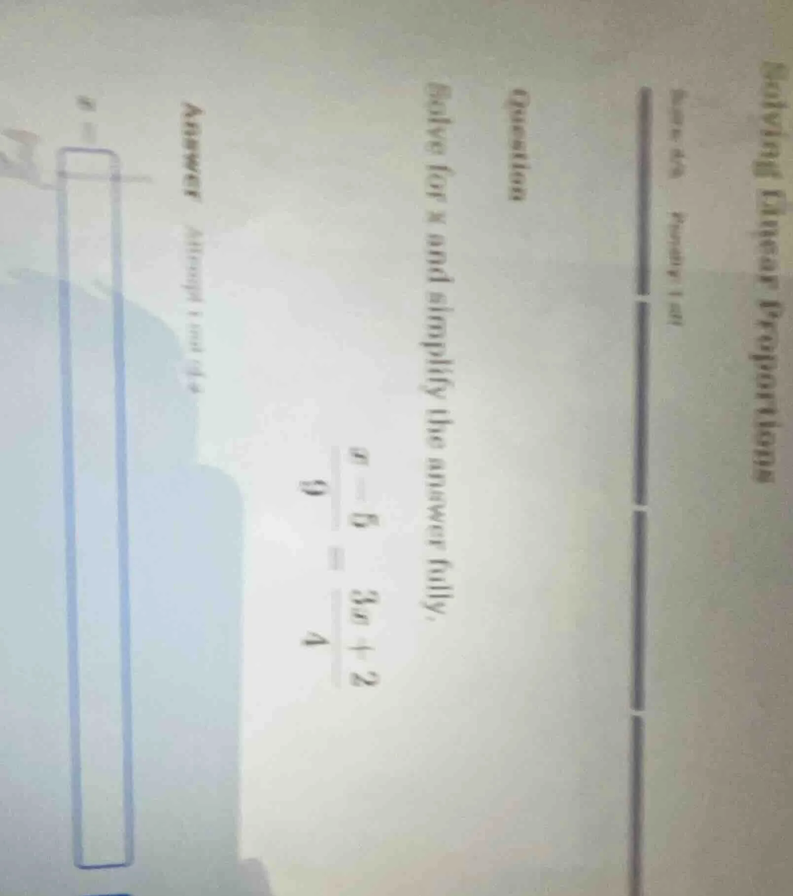 question solve for x and simplify the answer fully. \\(\\frac{x - 5}{9}…