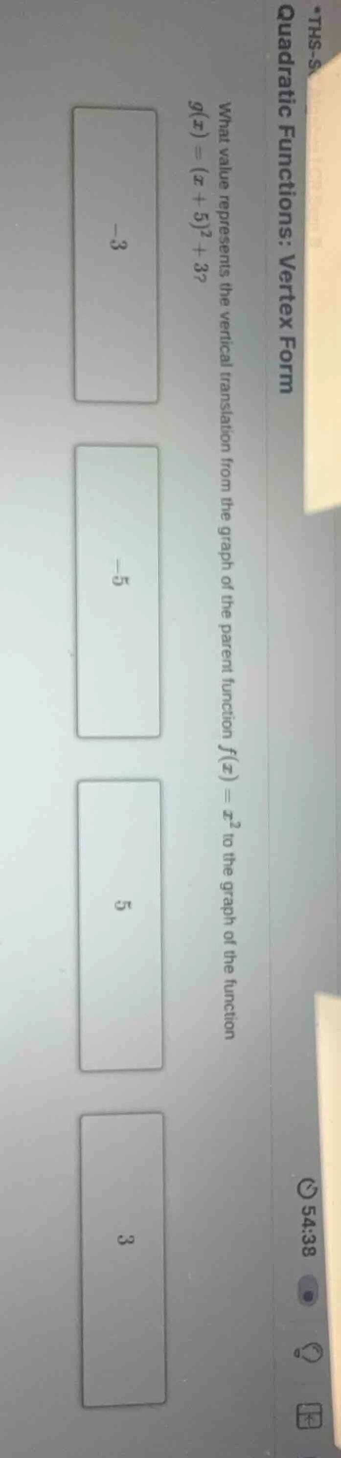 quadratic functions: vertex form what value represents the vertical tra…
