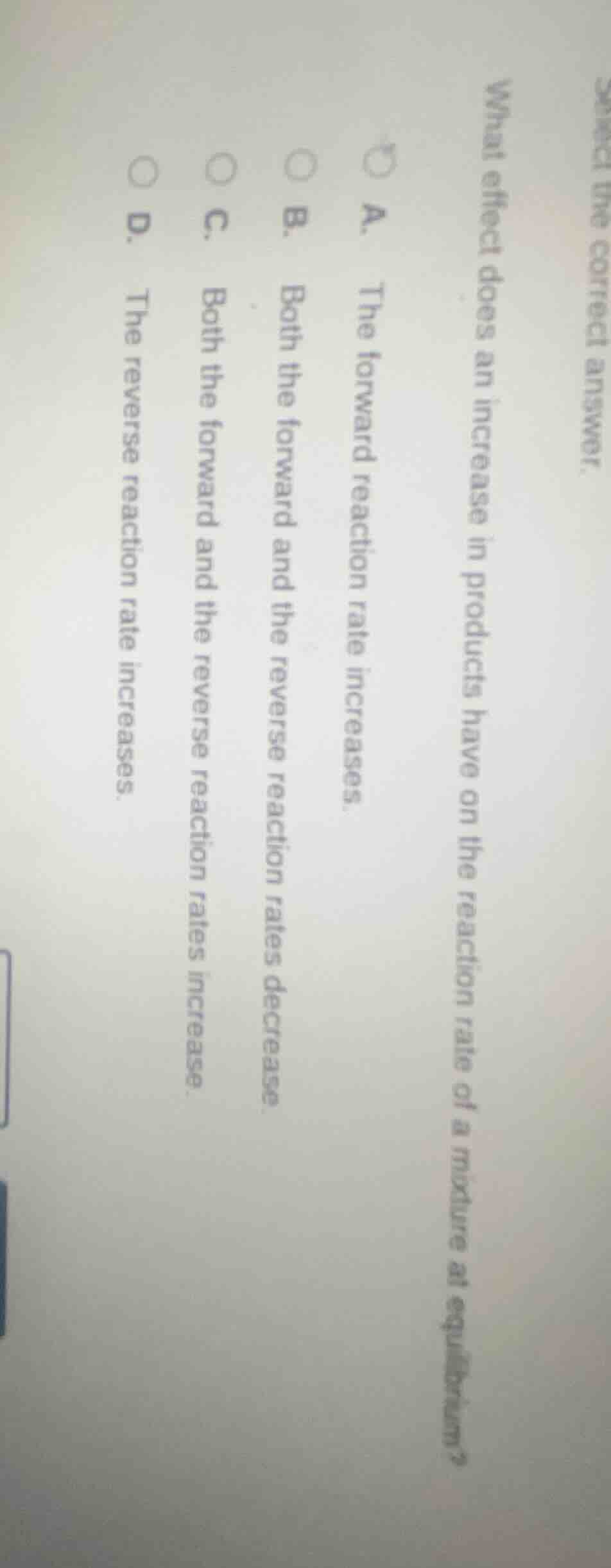 select the correct answer. what effect does an increase in products hav…