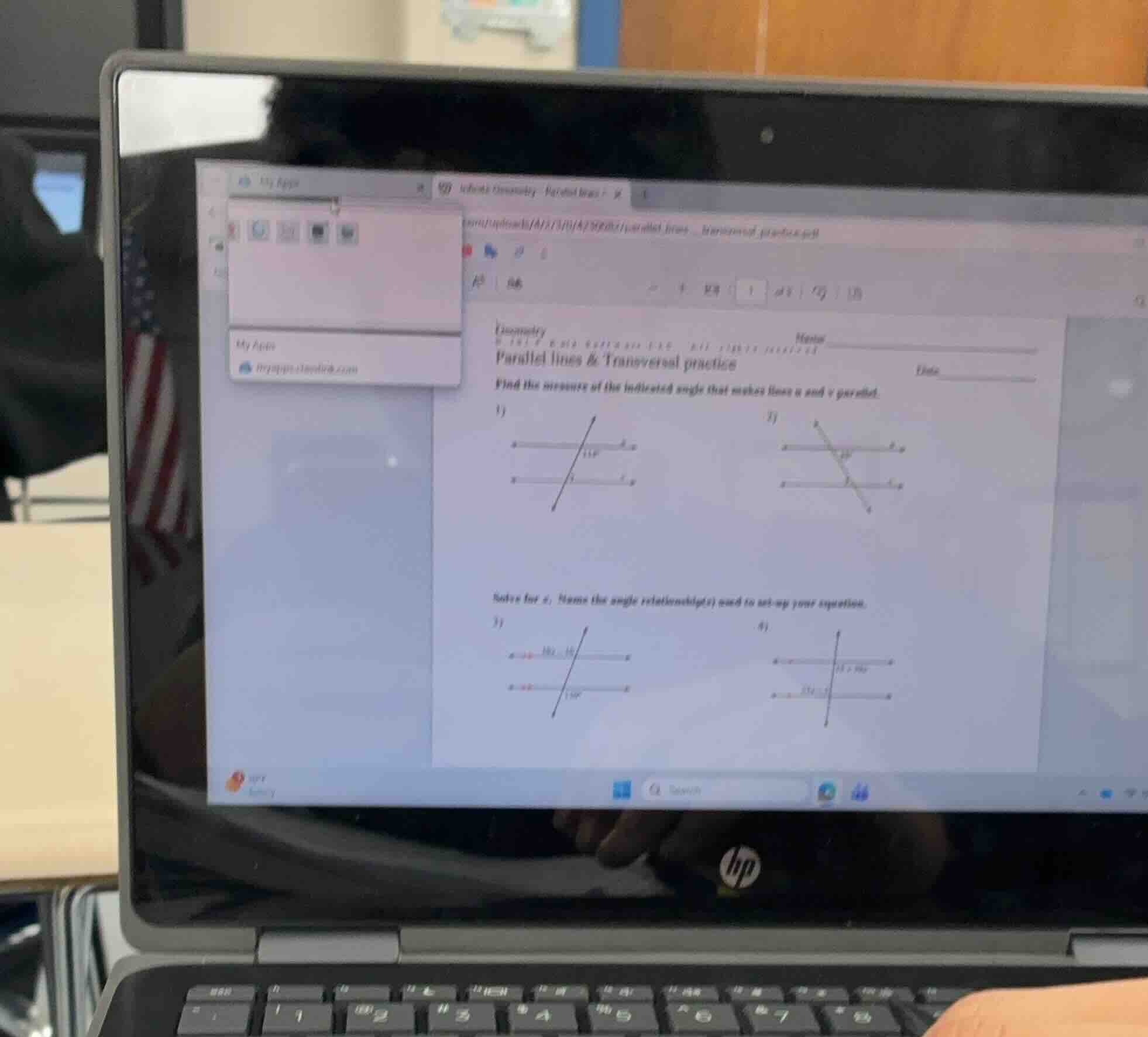 geometry parallel lines & transversal practice find the measure of the …