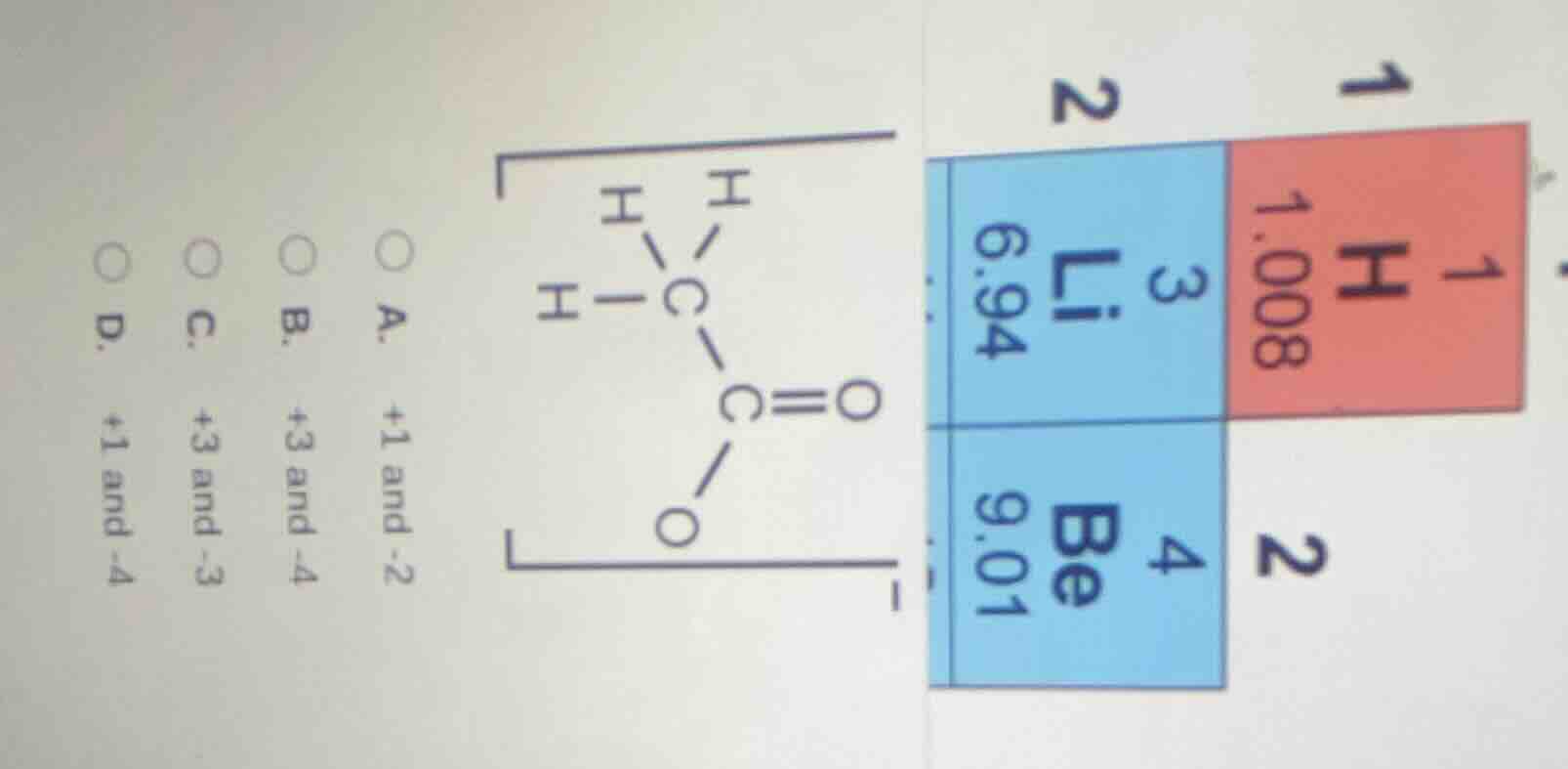 a. +1 and -2 b. +3 and -4 c. +3 and -3 d. +1 and -4