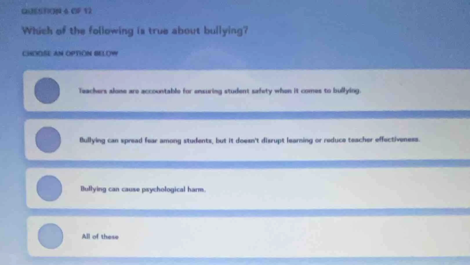 question 4 of 12 which of the following is true about bullying? choose …