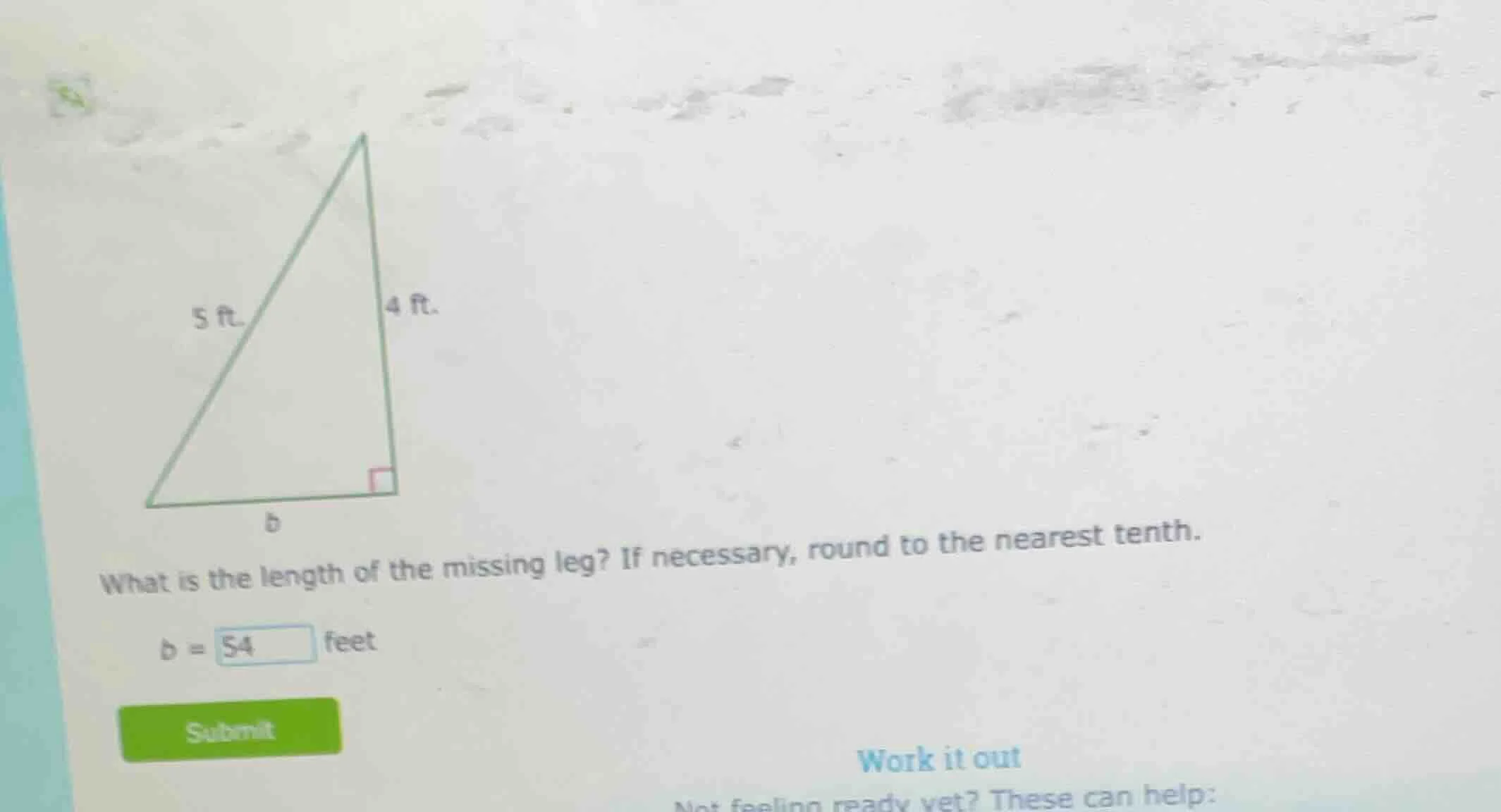 what is the length of the missing leg? if necessary, round to the neare…