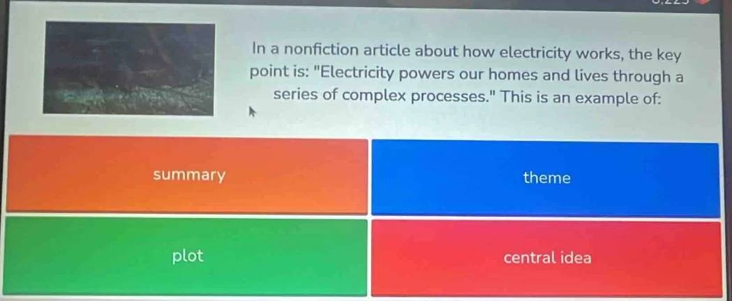 in a nonfiction article about how electricity works, the key point is: …