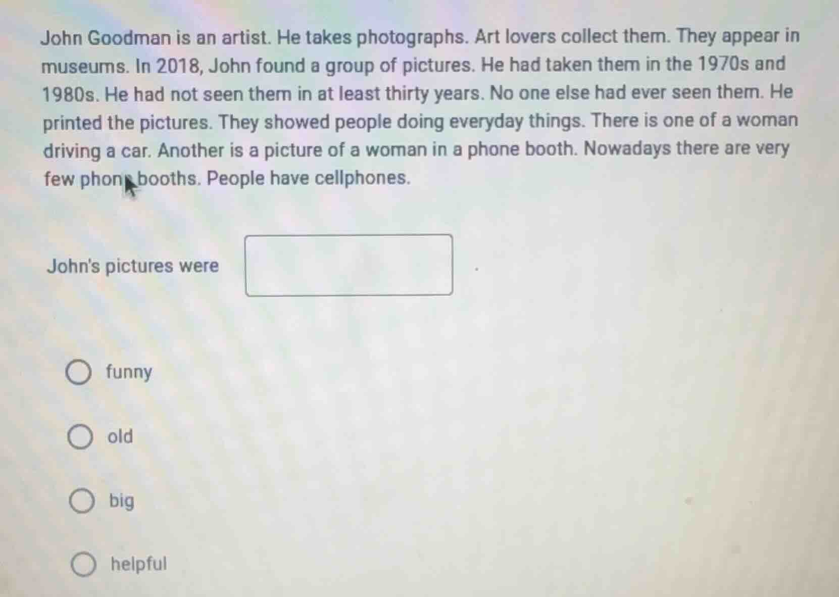 john goodman is an artist. he takes photographs. art lovers collect the…