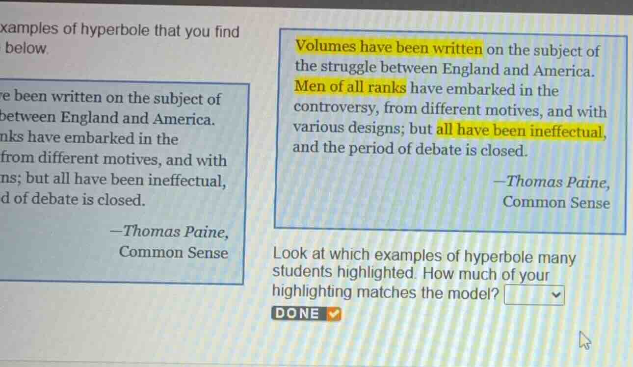 xamples of hyperbole that you find below. e been written on the subject…
