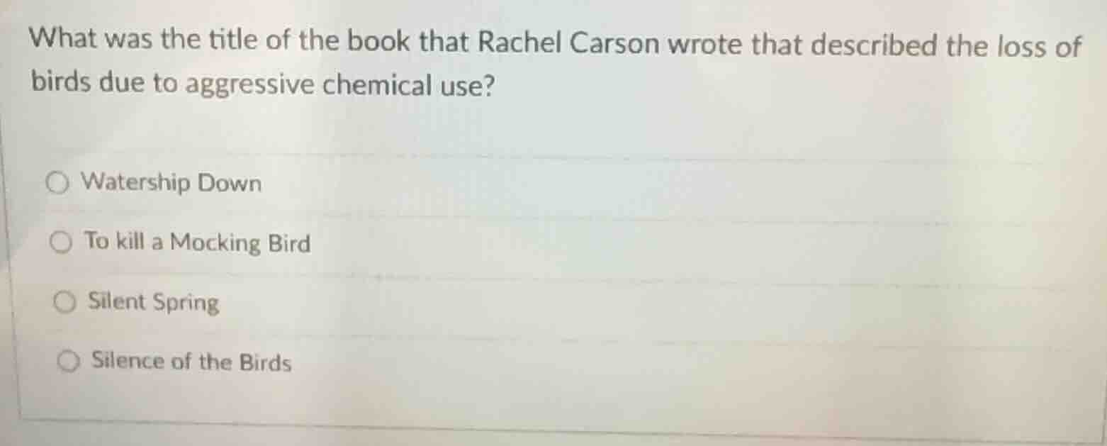 what was the title of the book that rachel carson wrote that described …