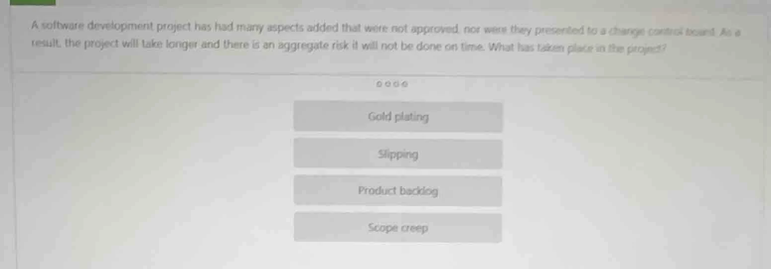 a software development project has had many aspects added that were not…
