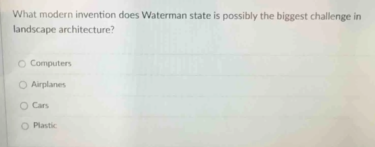 what modern invention does waterman state is possibly the biggest chall…