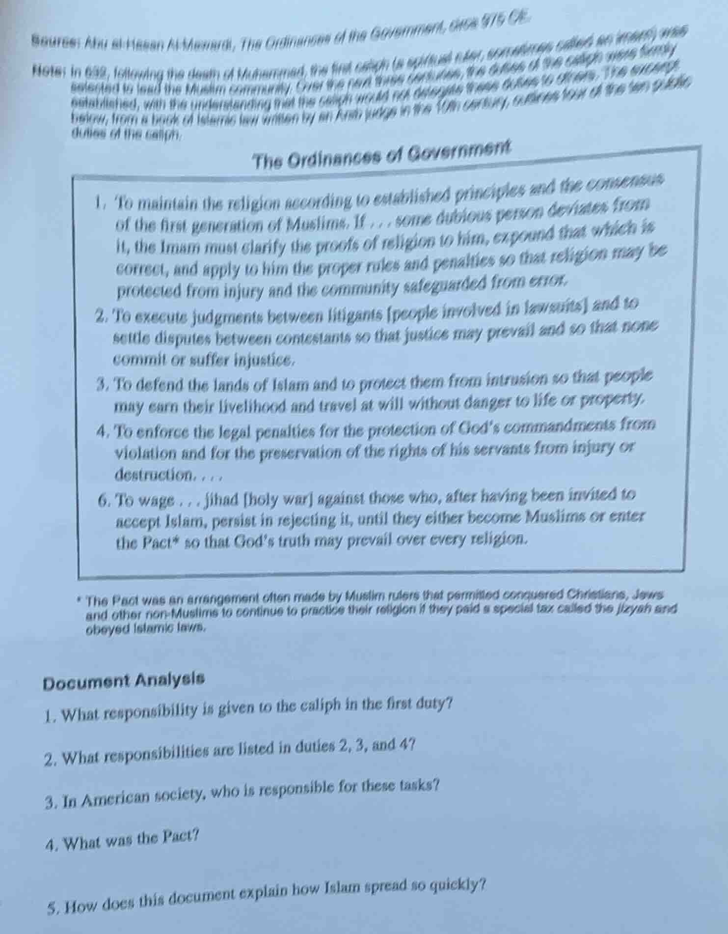 source: abu al-hasan ali mawardi, the ordinances of the government, c.9…