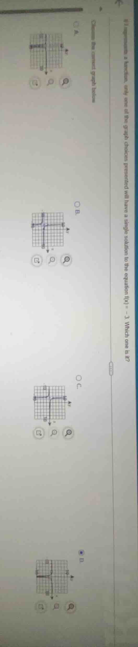 if represents a function, only one of the graph choices presented will …