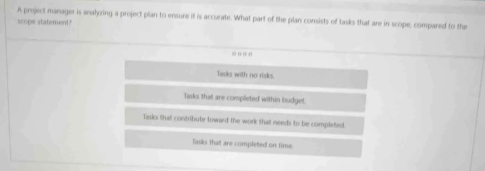 a project manager is analyzing a project plan to ensure it is accurate.…