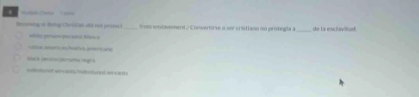 becoming or being christian did not protect ____ from enslavement./conv…