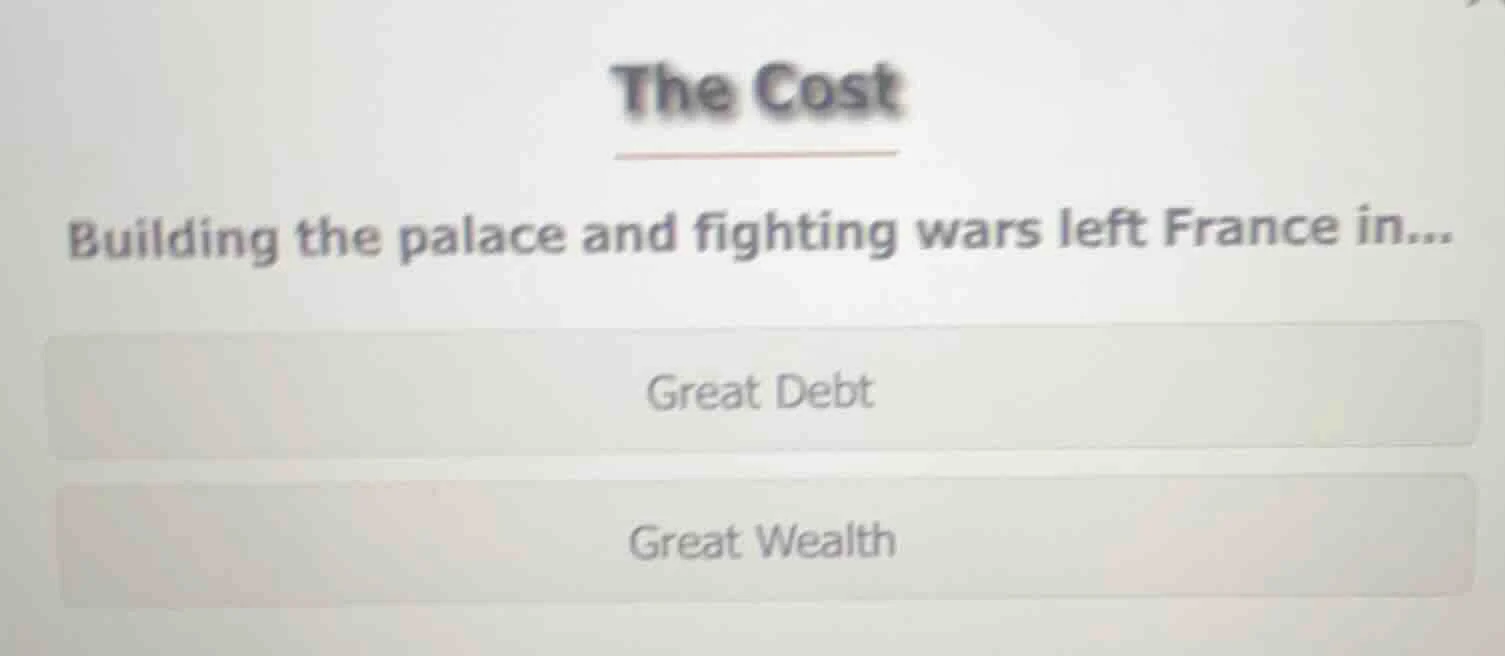 the cost building the palace and fighting wars left france in... great …
