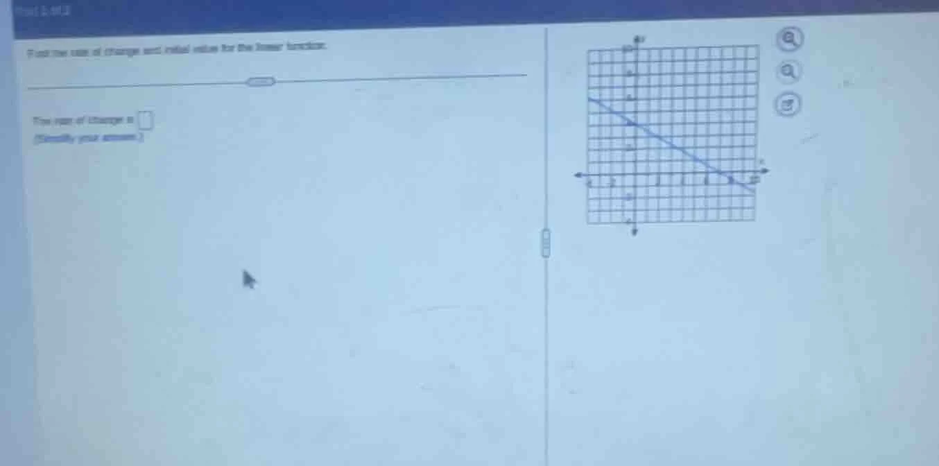 find the rate of change and initial value for the linear function. the …
