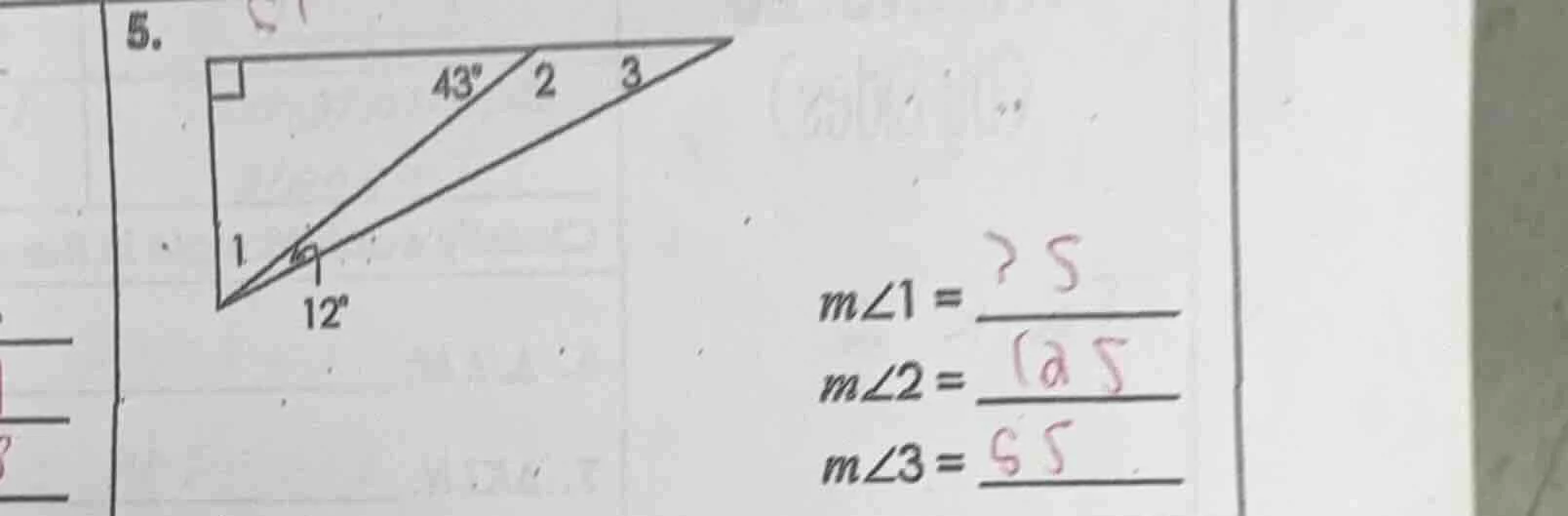 5. $m\\angle1 = \\underline{\\quad}$ $m\\angle2 = \\underline{\\quad}$ …