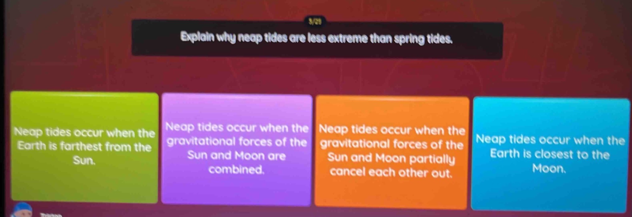 explain why neap tides are less extreme than spring tides. neap tides o…