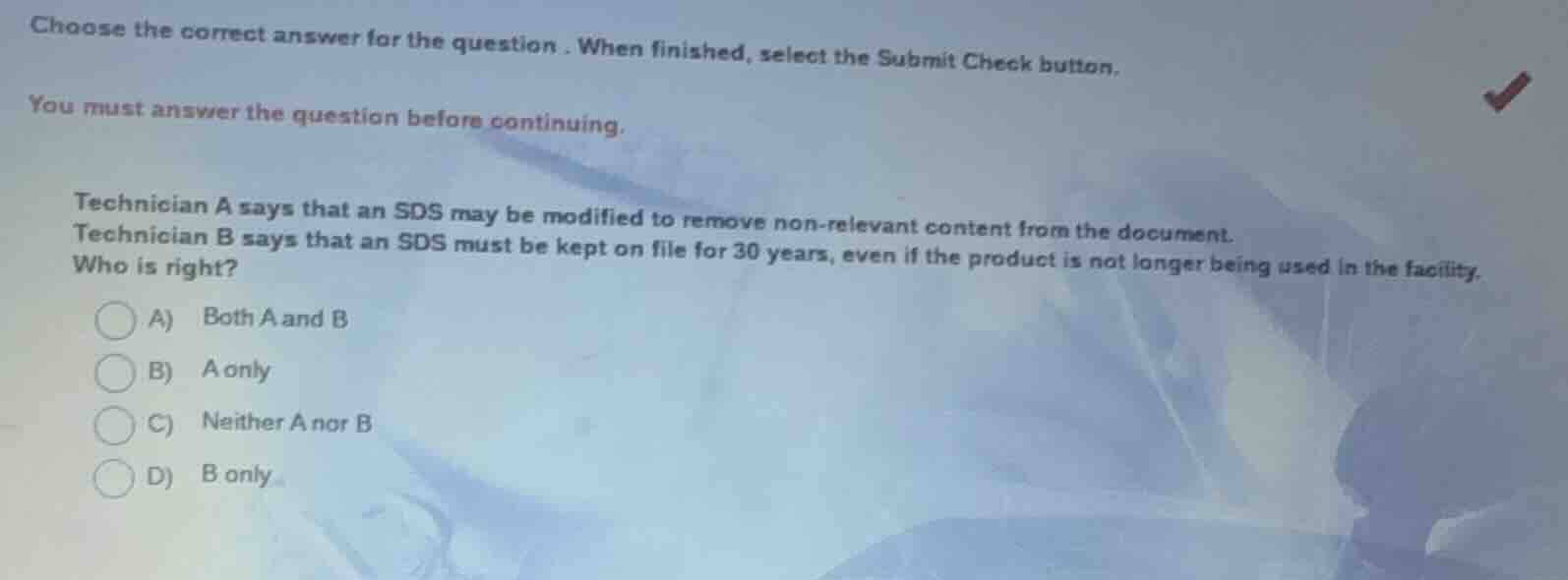 choose the correct answer for the question. when finished, select the s…