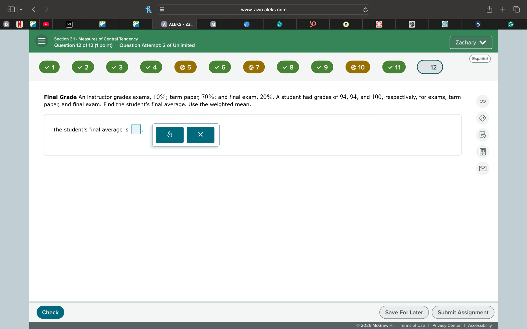 final grade an instructor grades exams, 10%; term paper, 70%; and final…