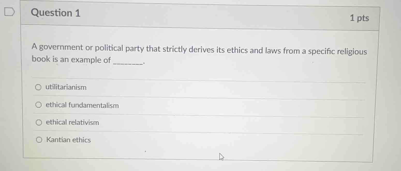 question 1 1 pts a government or political party that strictly derives …