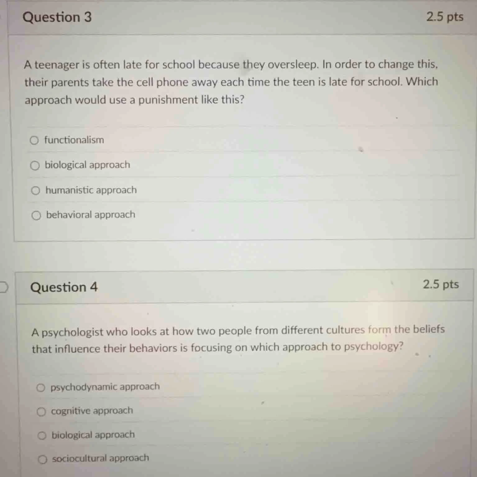 question 3 2.5 pts a teenager is often late for school because they ove…