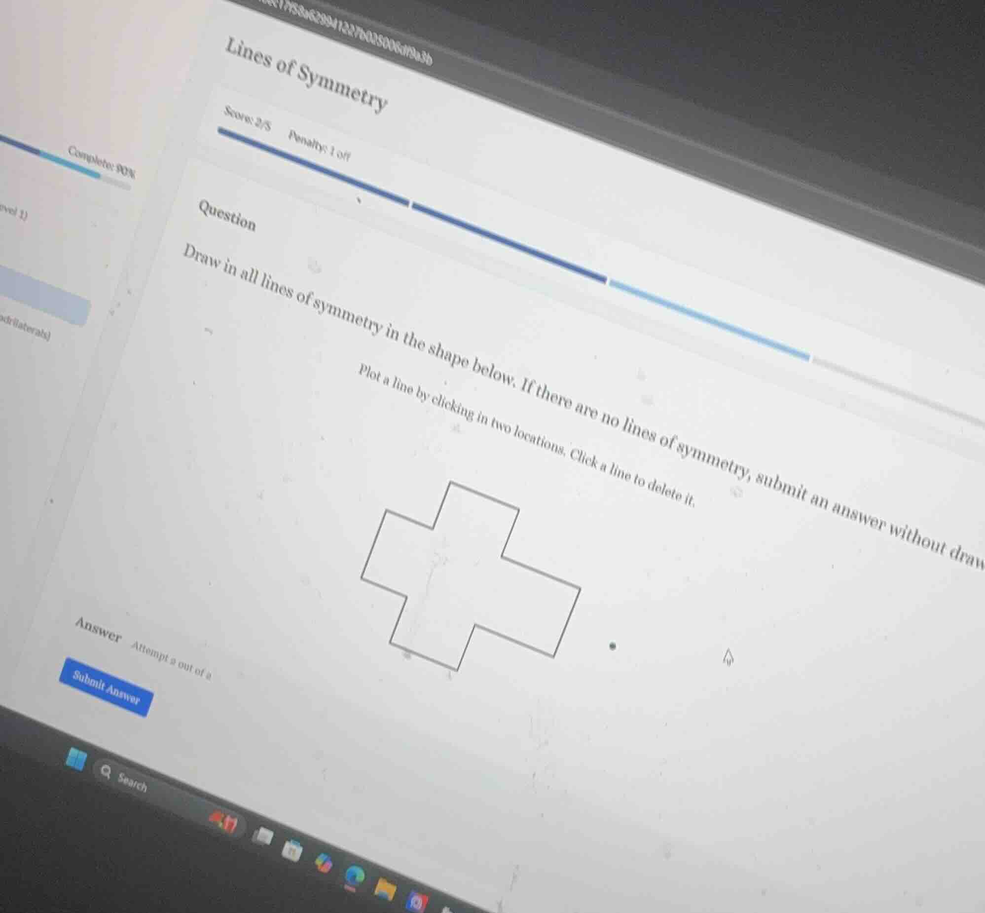 lines of symmetry score: 2/5 penalty: 1 off question draw in all lines …