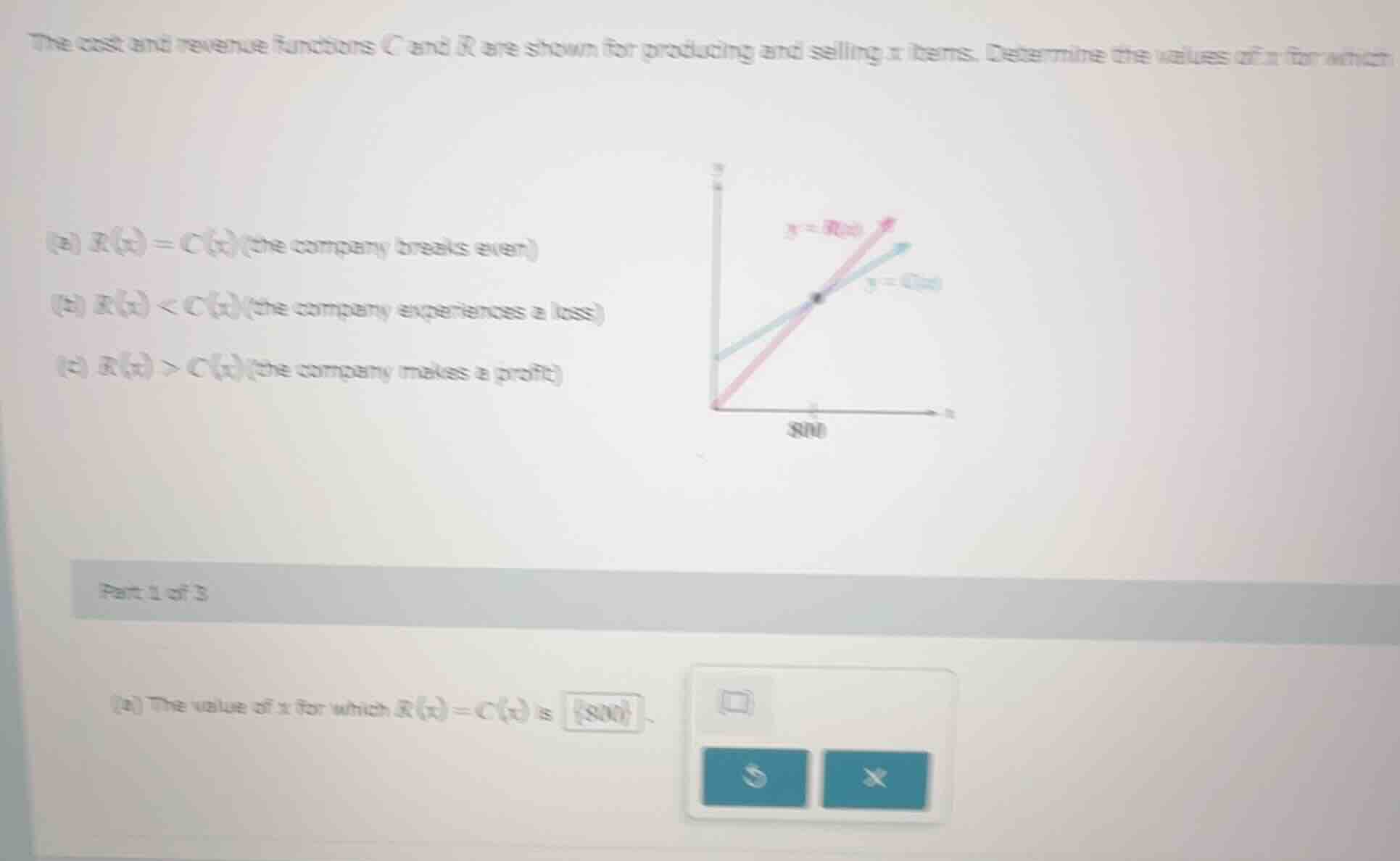 the cost and revenue functions c and r are shown for producing and sell…
