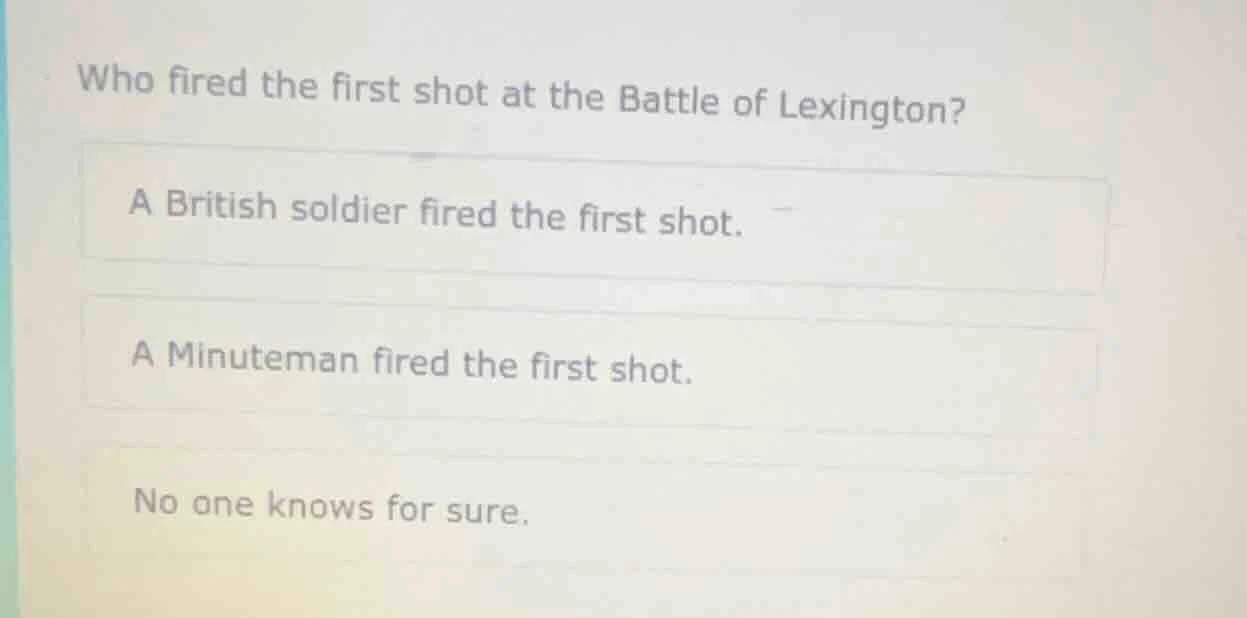 who fired the first shot at the battle of lexington? a british soldier …
