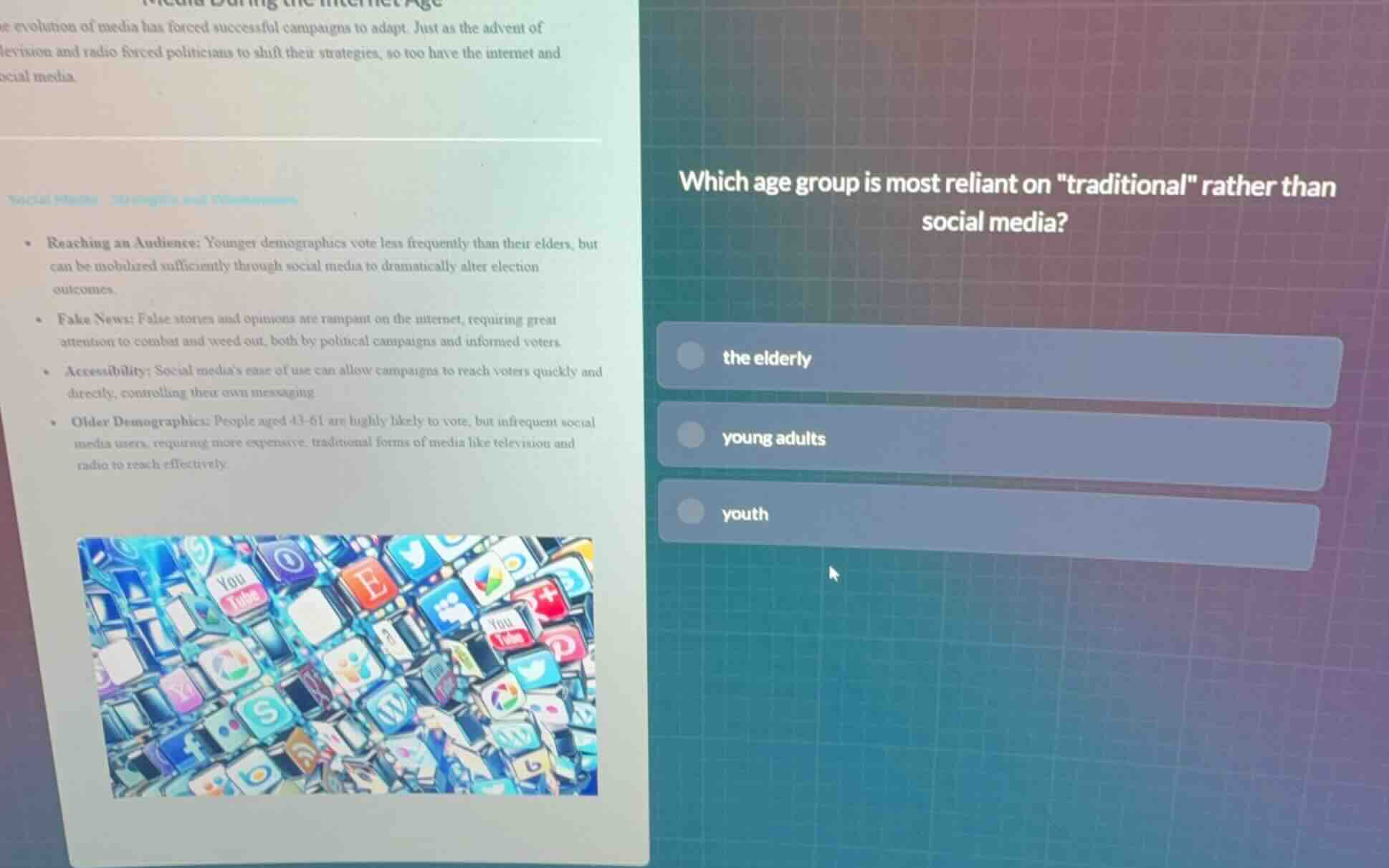which age group is most reliant on \traditional\ rather than social med…