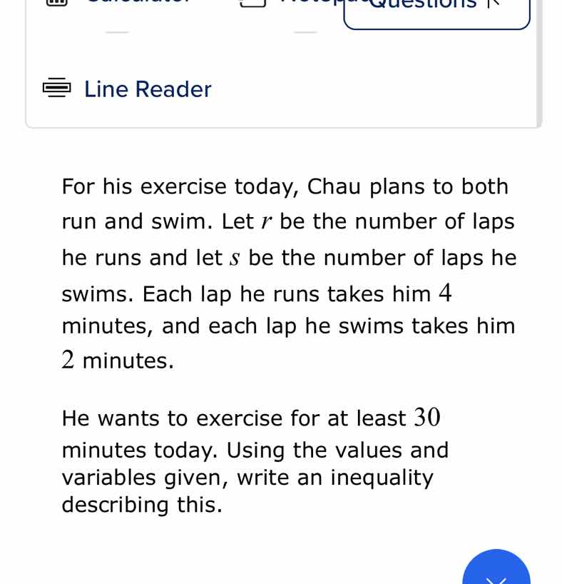 for his exercise today, chau plans to both run and swim. let ( r ) be t…