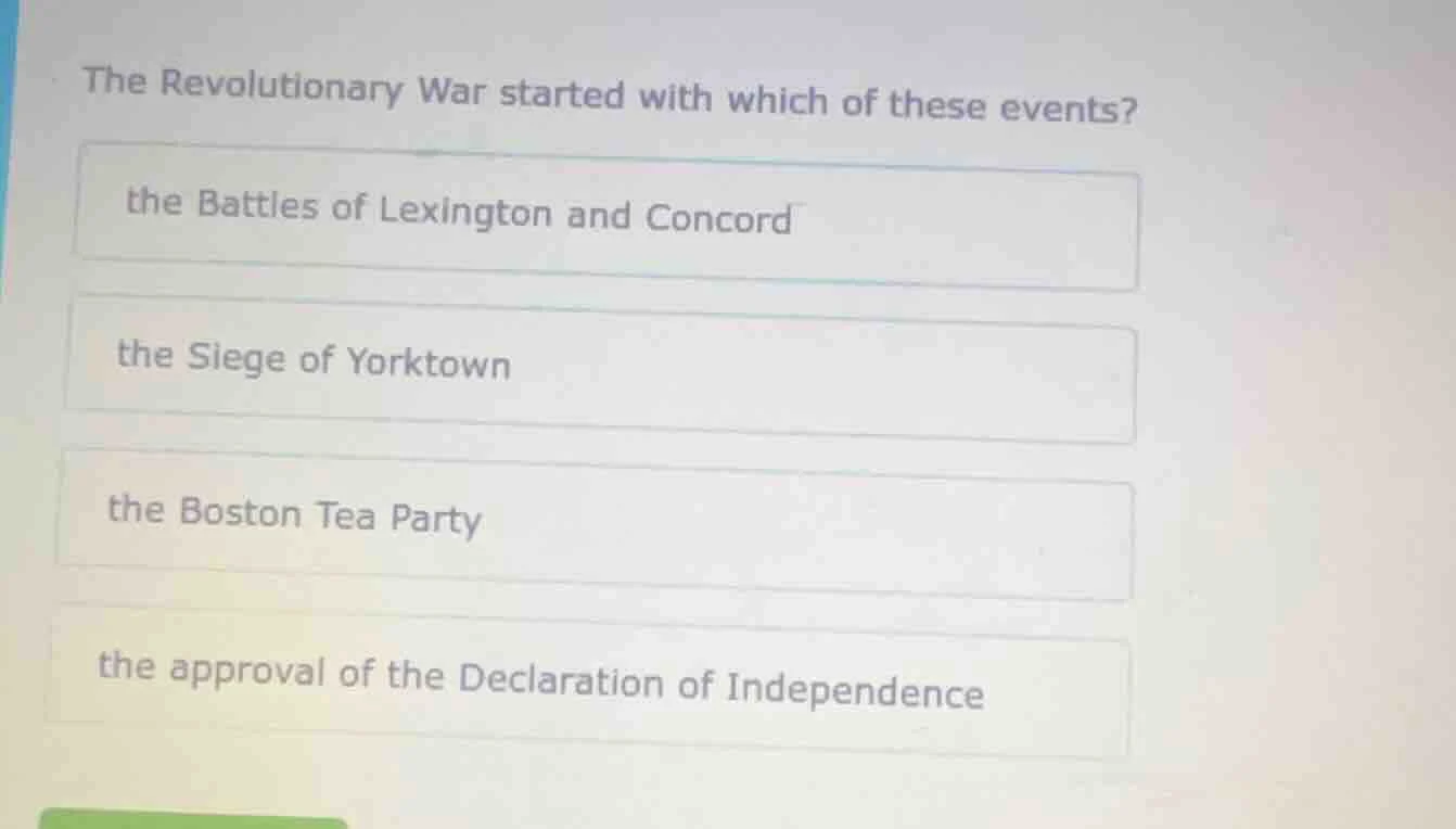 the revolutionary war started with which of these events? the battles o…