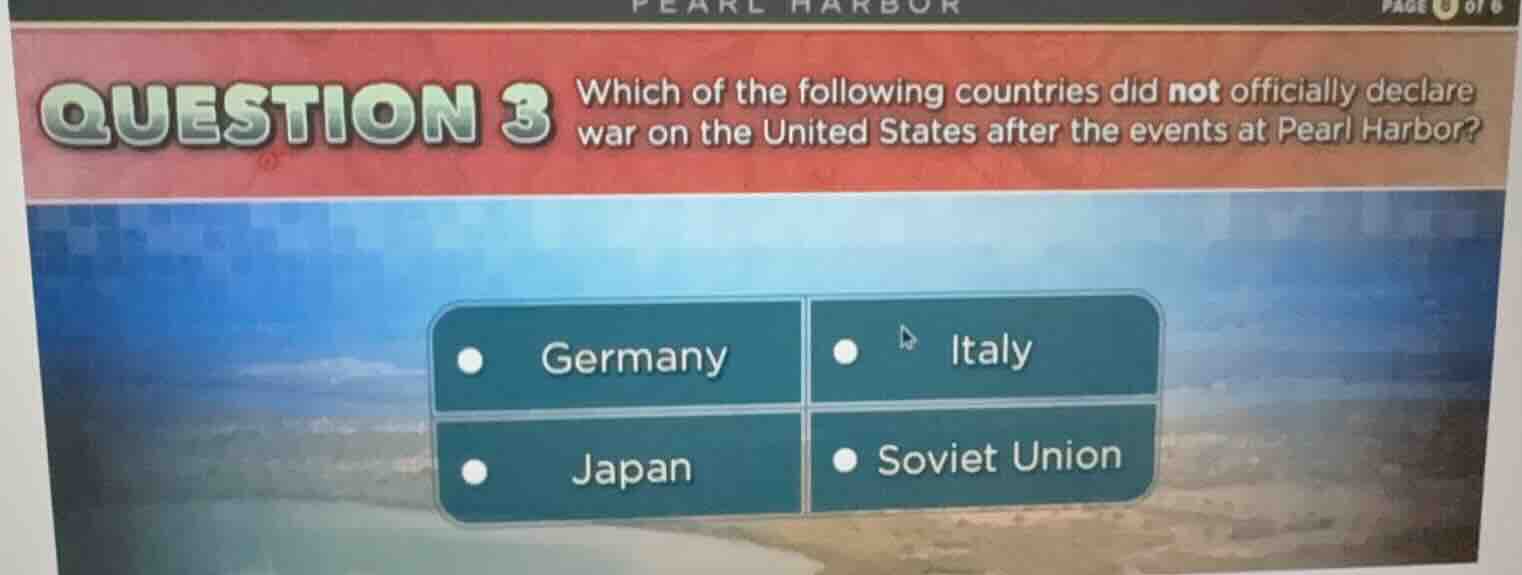 question 3 which of the following countries did not officially declare …