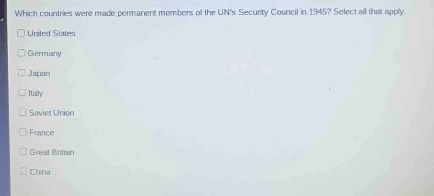 which countries were made permanent members of the uns security council…